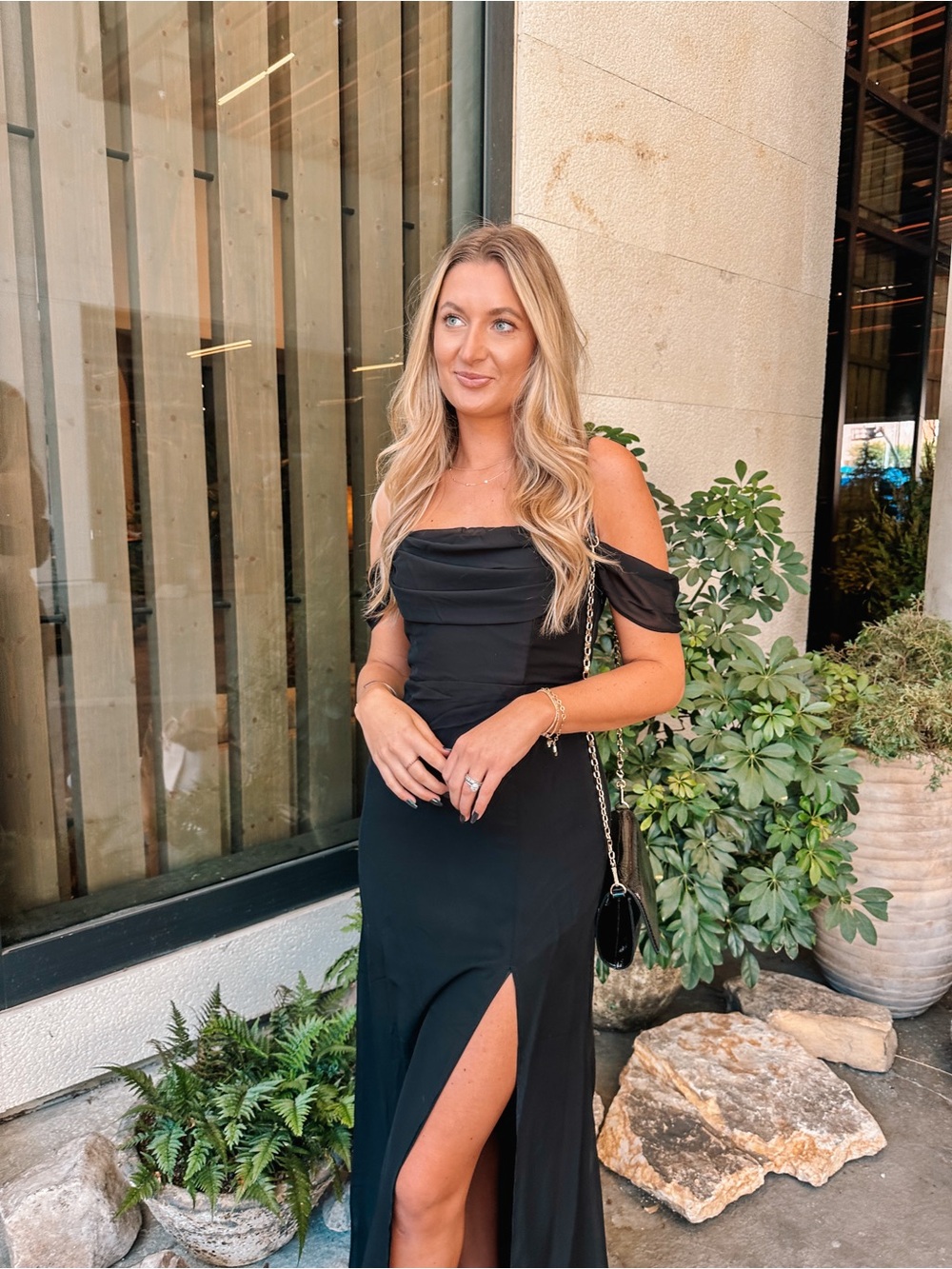 Birdy Grey Black Draped Spaghetti Strap Maxi Dress